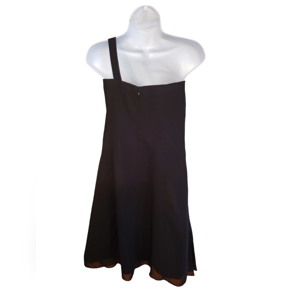 NWT Bill Levkoff Black Chiffon One Shoulder Cocktail Sheath Dress Size 12 - Picture 3 of 5
